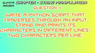 Write Python script that traverses through input string and prints its characters