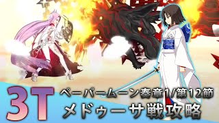 【FGO】セイバー対決 メドゥーサ戦 両儀式3ターン攻略 3T 第12節「サクラの夢/I hate love」『虚数羅針内界ペーパームーン』オーディールコール 奏章1 Fate/Grand Oder