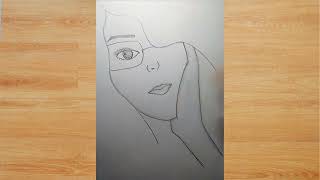 How To Draw a Girl With Glasses pencil sketch gözlüklü kız çizimi चश्मे के साथ लड़की का चेहरा बनाना