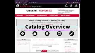 Overview of Using the Library's Catalog