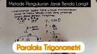 Metode Pengukuran Jarak dengan Paralaks  Trigonometri - Dasar Astronomi