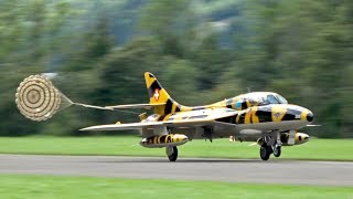 Tiger Hawker Hunter T68 arrival at Mollis Zigermeet 2019 AirShow