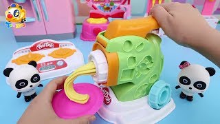 Baby Panda's Magical Noodle Machine | Kids Kitchen Toys | Baby Doll Play | ToyBus