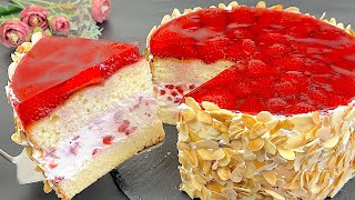 🍓A cake that melts in your mouth!😋 Simple and very tasty. The most delicious strawberry cake.