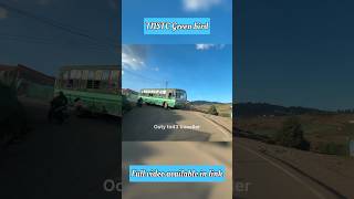 TNSTC very long green bus perfect trun in sharp curve of single road ghat section