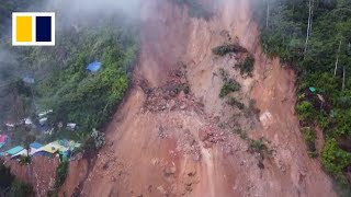 Illegal mine buried under landslide in Indonesia