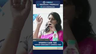 Spoorthi Sakri | KAS |  Assistant Commissioner of Commercial Tax | #india4ias #kas #kpsc