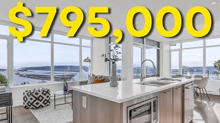 TOURING This $795,000 Designer Condo With INSANE Water \u0026 Mountain Views | Vancouver Real Estate