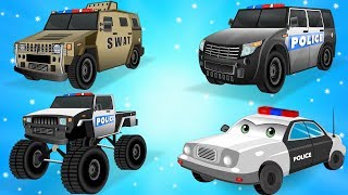 Police Car for Children - Kids Truck Videos - Police Vehicles for kids w Cars Garage