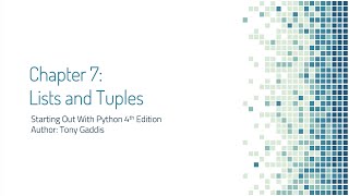 Introduction to Python - Chapter 7 Part 1 - 2023