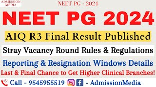 NEET PG 2024 | Stray Round Rules \u0026 Regulations | Resignations Windows | States Counseling Details