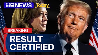 Trump's election victory formally certified by Kamala Harris | 9 News Australia