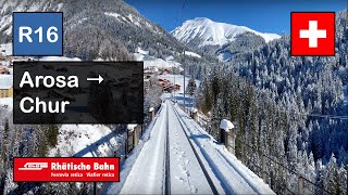 [4K] Cab Ride: RhB RHÄTISCHE BAHN | R16: Arosa → Chur | Stadler Bt Steuerwagen