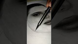 Kendall Jenner Portrait drawing using mech pen & charcoal.