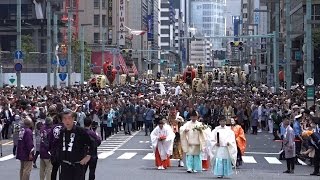 平成二十八年日枝神社例大祭　下町連合渡御：開催セレモニー、中央通りを日本橋へ