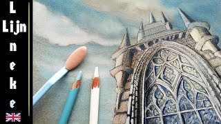 How to draw a Church Tower - 3 point Perspective drawing step by step