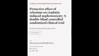 Protective effect of selenium on cisplatin induced nephrotoxicity: A double-blind con... | RTCL.TV