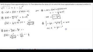 Math 1A HW 3.9.11 Verify the given linear approximation at a = 0.