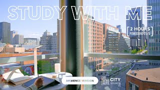 2-HOUR STUDY WITH ME [Pomodoro 25/5] No Music / With City View 🏙️ City Background Sound Ambience