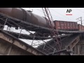 rail bridge over road leading into donetsk destroyed by explosion