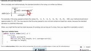Java Practice It | Exercise 7.6: stdev | arrays, array basics