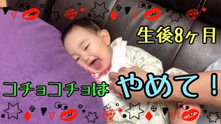 【1日の過ごし方】コチョコチョは苦手です。。生後8ヶ月の赤ちゃんの1日！One day for an 8 month old baby!