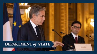 Secretary Blinken holds a joint press availability with French Foreign Minister Séjourné