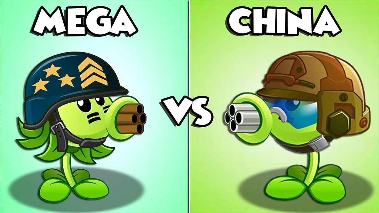 PvZ 2 Mega Gatling Pea & Gatling Pea & All Pea Plant Max Level Vs Team ...