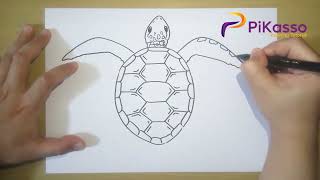 Realistic Sea Turtle Easy Drawing Tutorial