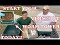 How To Start A Worm Bin!! VermiHut Worm Tower + Worm Time Lapse | Vermicompost Worm Farm