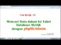 Trik Belajar MySQL 19 :  Mencari Data Dalam Isi Tabel Database MySQL dengan phpMyAdmin