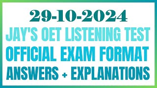 OET LISTENING TEST 29.10.2024 #oet #oetexam #oetnursing #oetlisteningtest