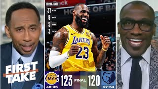 FIRST TAKE | Stephen A. GOES CRAZY Lakers survive, beat Grizzlies 123-120 to bec