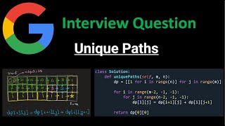 Unique Paths - Dynamic Programming (Bottom-Up Approach) - Python