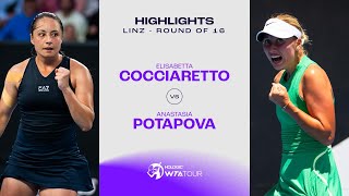 Anastasia Potapova vs. Elisabetta Cocciaretto | 2024 Linz Round of 16 | WTA Match Highlights