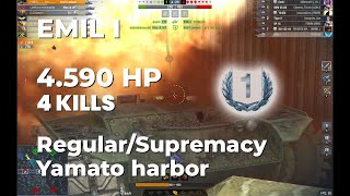 168th GUNNERS | EMIL I | 4.6K DMG | 4 KILLS  | 1ST Class | Yamato harbor | #wotb #wotblitz