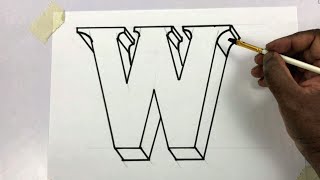 Draw letter W in 3D for assignment and project work | Alphabet W drawing | 3D letter tutorial