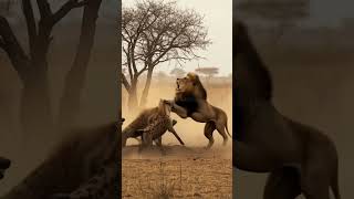 Epic Battle: Lone Lion Fights Off Ruthless Hyena Pack | Intense Wildlife Showdown! #animalfight