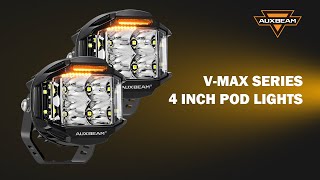 Auxbeam® V-MAX Series 4 Inch 92W 8960LM Combo Beam Side Shooter LED Round Pod Lights with Amber DRL