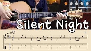 ⛄ Silent Night - Christmas Carol Songs🎄Easy Acoustic Fingerstyle Guitar Tutorial🎄 Tabs&Chords