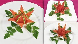 3 Beautiful Tomato Flower Carving Garnish - Vegetable Carving Designs