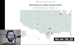 British guy attempts to name as many US Cities as possible in 30 minutes (awful pronunciation)