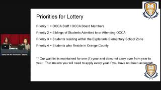 OCCA Re-enrollment process and Lottery for 2024/2025 School Year