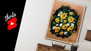 Great Trick To Paint Flowers #shorts Yellow 🟡 daisies #art