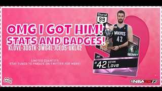 OMGG I got PINK DIAMOND Kevin Love!! Stats and Badges! NBA 2K17 MyTeam