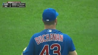 CHC@MIL: Buchanan fans Nieuwenhuis for first Cubs' K