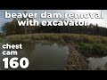 Two Beaver Dams Removal With Excavator No.160 - Chest Cam