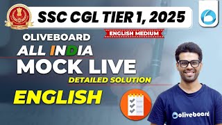 Oliveboard 1 - 2 Feb SSC CGL Tier 1 Live Mock Test With Solutions | SSC CGL English Mock Test 2025