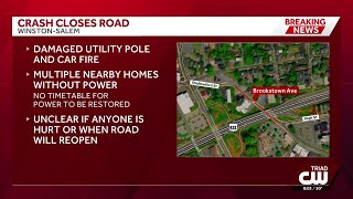 Crash involving utility pole causes road closure in Winston-Salem