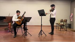 Opus 24 en La menor tema variaciones I y II para violín y guitarra de Guiliani.